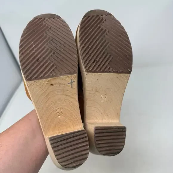 Lotta’s from Stockholm Clogs Size 37 Brown Leather Wood Heel Mary Jane Shoes - Picture 13 of 16